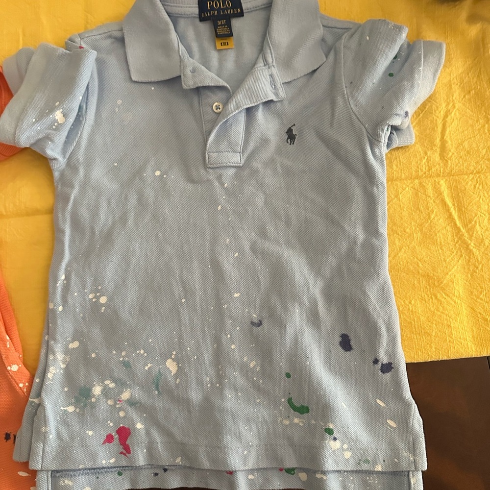 Polo by Ralph Lauren Kids Light Blue Paint-Splatter Polo